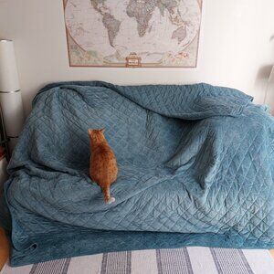 Velvet Velour Quilt Bedspread - King - 98" x 108" Aqua/Teal/Blue/Green